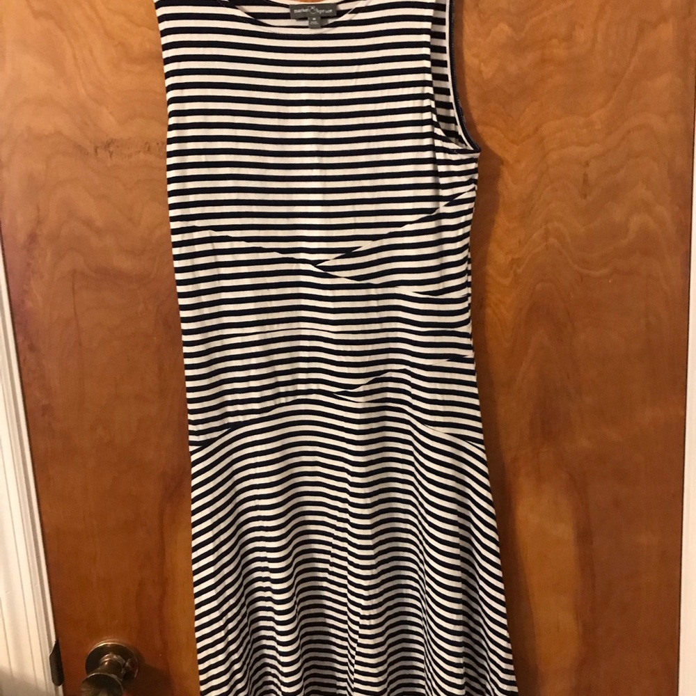 Market & Spruce Black and White Striped Midi Dress